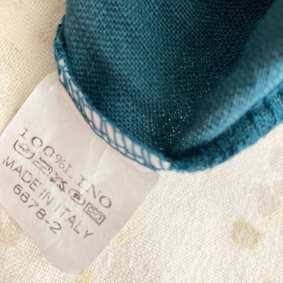 Meo Meli Womens OS Harem Drop Crotch 100% Linen Pants Blue Made in Italy - Picture 9 of 10